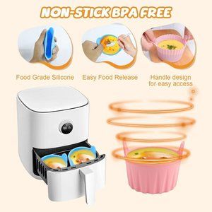 Silicone Air Fryer Egg Mold, Reusable Nonstick Air Fryer EggPoacher6Pcs(AnyColor